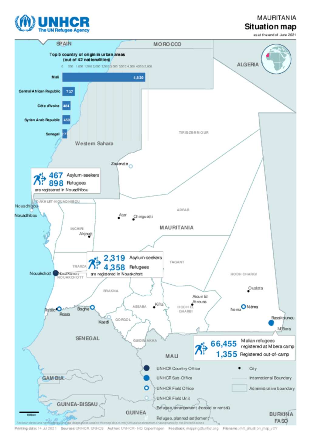 Carte déplacement mauritanie
